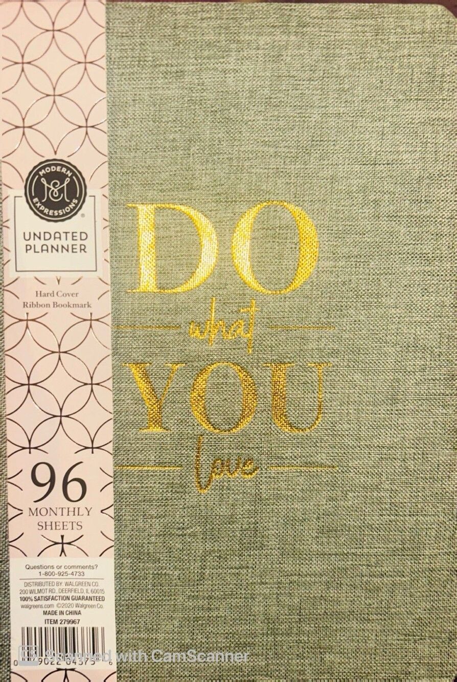 Undated Planner Weekly Monthly Layouts Hard Cover Ribbon Bookmark Notes Pages